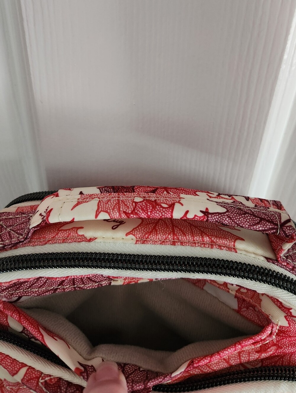Lug Skeeter Leaf-Print Crossbody Bag Pinks And Cream Color - Picture 4 of 14